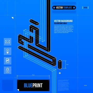 Abstract composition with crossing lines in blueprint style. EPS10 Stock Illustration