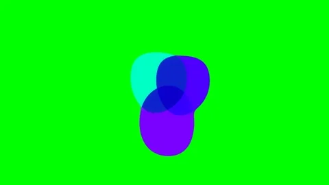Abstract composition of cyan and purple circles on a vibrant green background Stock Footage 340901488