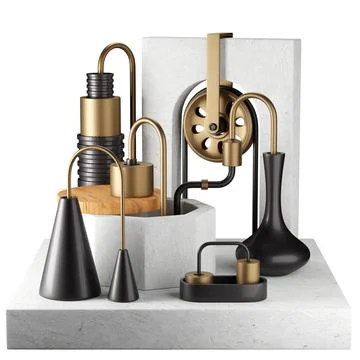 Abstract composition of details different shapes Stock Illustration