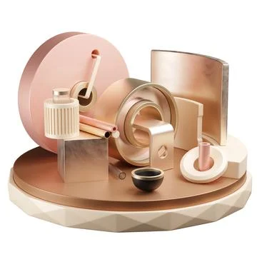 Abstract composition of details on round stand Stock Illustration