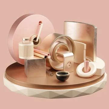 Abstract composition of details on round stand Stock Illustration