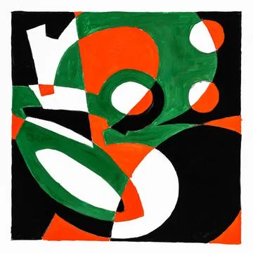 Abstract composition with digit and scissor handle Illustration