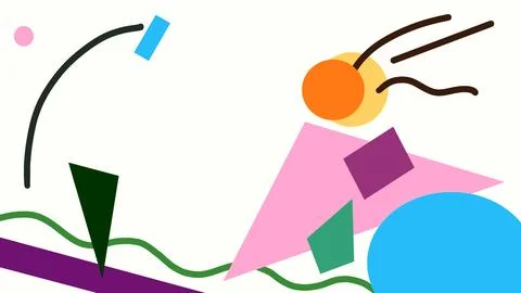 Abstract composition with dynamic lines made up from simple shapes. Intuitive 스톡 일러스트