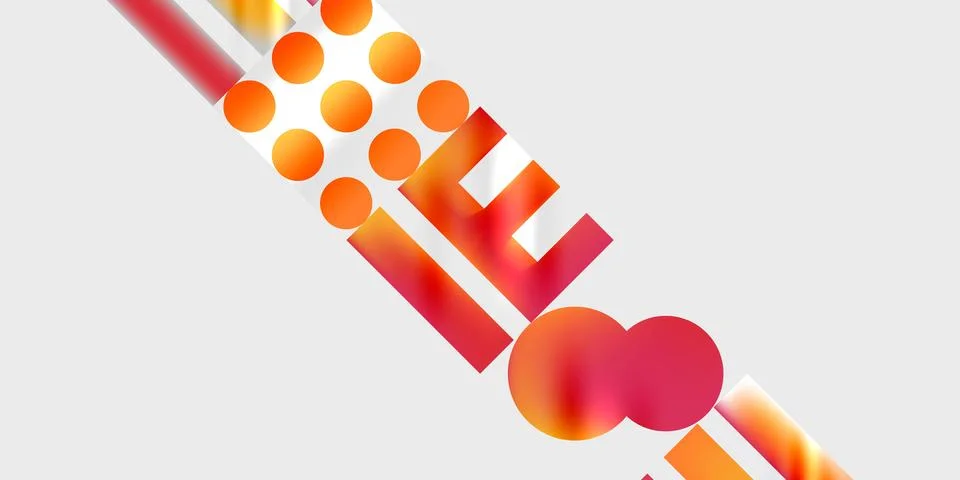 Abstract composition features diagonal bands. Orange, red gradients dominate. Illustrazione stock