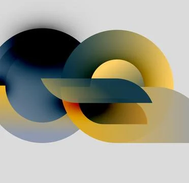 Abstract composition features overlapping circles, gradients. Colors include 스톡 일러스트