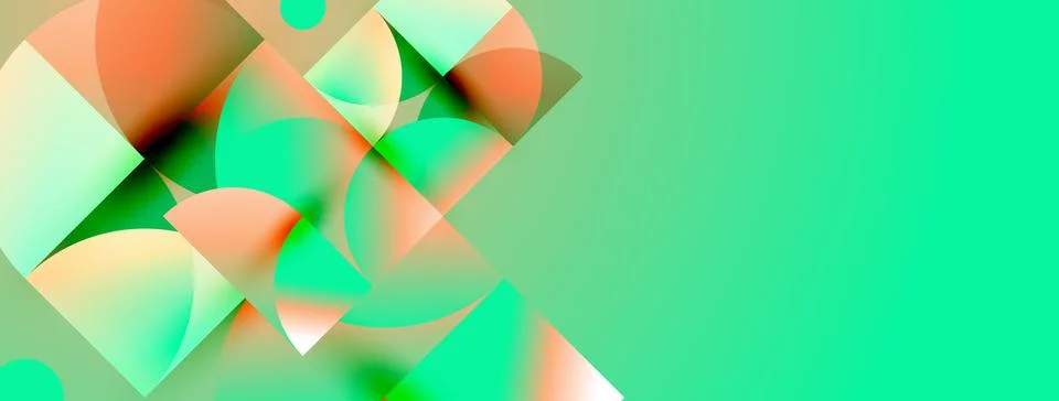 Abstract composition features overlapping circular shapes, gradients. Teal, Illustrazione stock