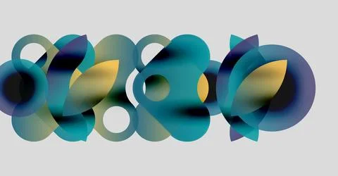 Abstract composition features overlapping translucent circles. Colors blendblues 스톡 일러스트