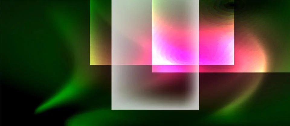 Abstract composition features vibrant green, pink hues. Rectangular shapes イラスト素材