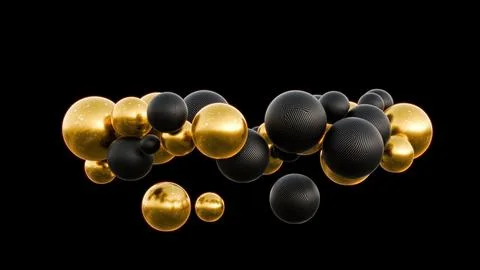 An Abstract Composition Featuring Black and Gold Spheres with a Touch of Иллюстрация