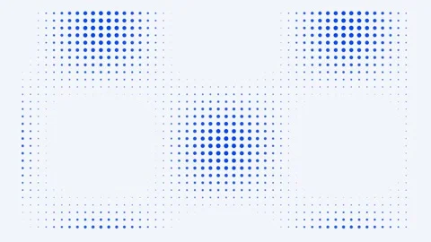 Abstract composition featuring blue and yellow halftone dot pattern squares Video stock 335118128