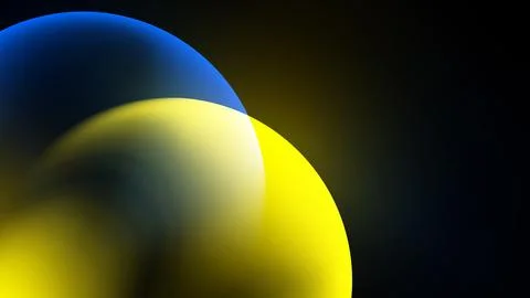 Abstract composition featuring blue, yellow shapes. Soft gradients create d.. Stock Illustration