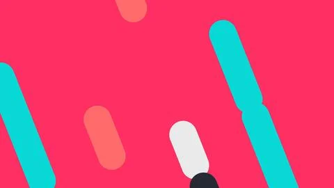 Abstract composition featuring bold cyan and coral elongated rounded shapes o Stockillustratie