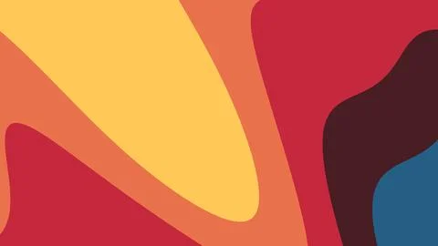 Abstract composition featuring bold flowing shapes in yellow, orange, red, ma 库存插图