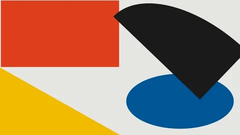 Abstract composition featuring bold geometric shapes on a white background Video stock 335117346