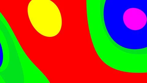 Abstract composition featuring bold red, green, blue shapes with yellow and p Иллюстрация