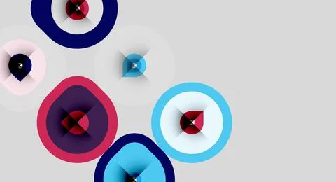 Abstract composition featuring colorful circles, overlapping shapes, gradient 스톡 일러스트