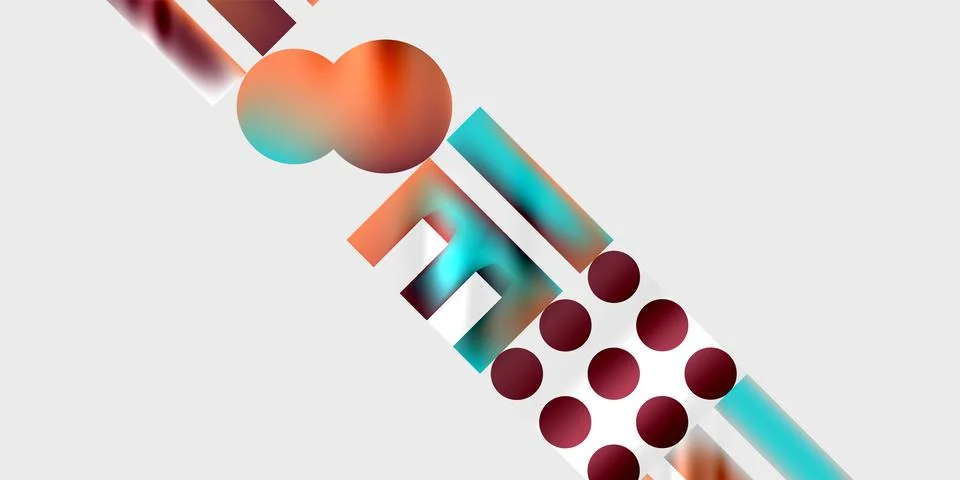 Abstract composition featuring colorful geometric shapes. Circles, rectangles, Stockillustratie