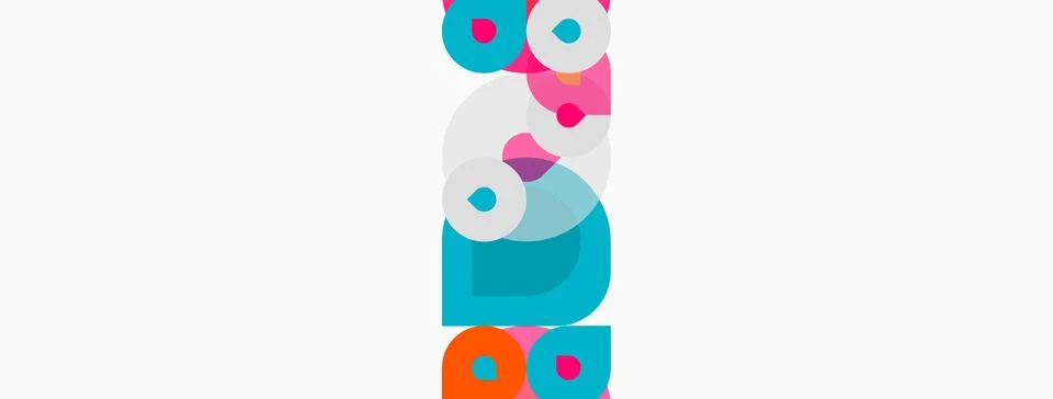 Abstract composition featuring colorful overlapping circles, rectangles. Stockillustratie