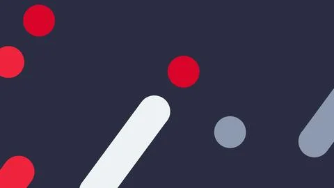 Abstract composition featuring a dark blue background with red circles and li 库存插图