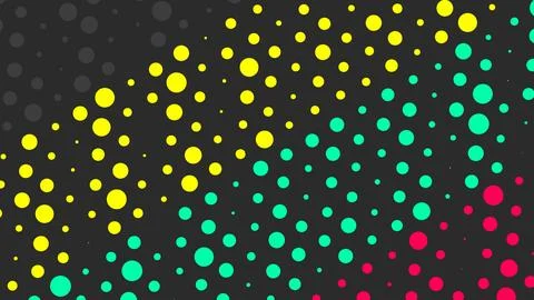 Abstract composition featuring a diagonal field of bright yellow, cyan, and m Illustration