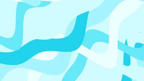 Abstract composition featuring flowing blue and light aqua ribbons on a pale  Illustration