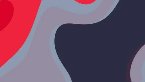 Abstract composition featuring flowing red, purple, and navy curves and layer Illustrazione stock