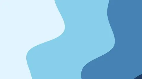 Abstract composition featuring flowing wavy shapes in light blue, sky blue, a Иллюстрация
