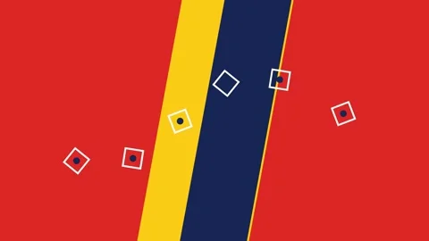 Abstract composition featuring a geometric arc of squares on vibrant color Video stock 336263394