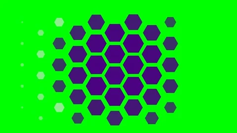 Abstract composition featuring a geometric pattern of purple hexagons on gree Stock Footage 340903123