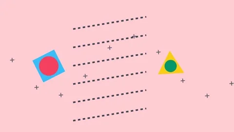 Abstract composition featuring geometric shapes and dotted linear patterns Stockbeeldmateriaal 338309525