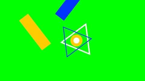 Abstract composition featuring geometric shapes on a vibrant green background 스톡 동영상 341824105