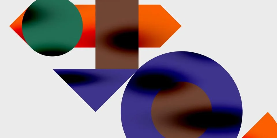 Abstract composition featuring geometric shapes. Circles, triangles, rectangles Stockillustratie