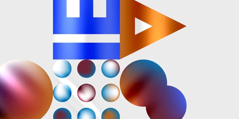 Abstract composition featuring geometric shapes, vibrant colors. Blue structure Illustrazione stock