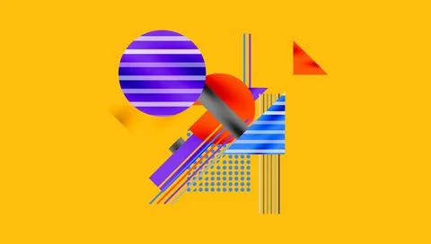 Abstract composition featuring geometric shapes. Stripes, triangles, rectangles 스톡 일러스트