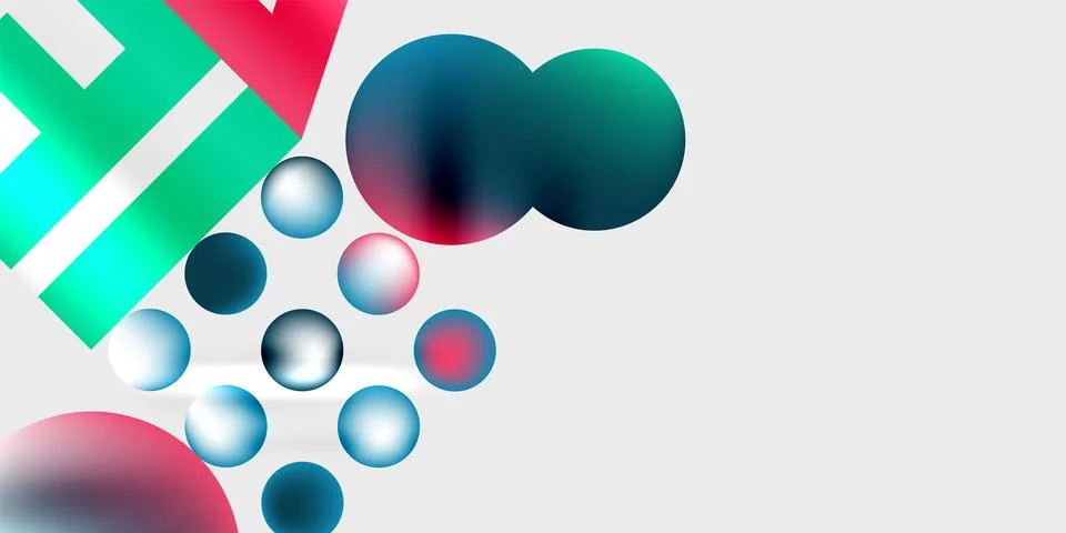 Abstract composition featuring geometric shapes, vibrant colors, smooth Illustrazione stock
