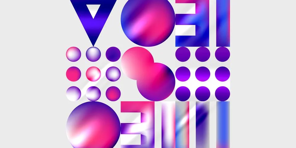 Abstract composition featuring geometric shapes, circles, triangle, rectangles. 스톡 일러스트