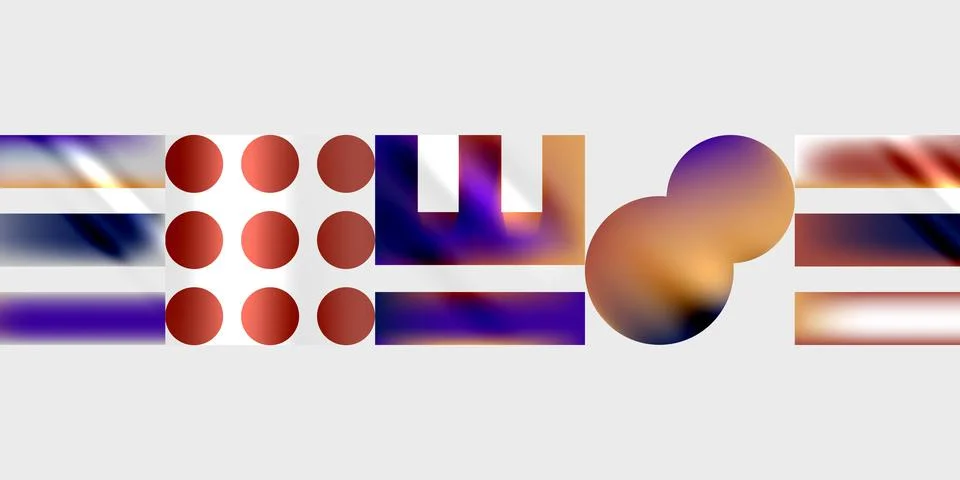 Abstract composition featuring geometric shapes, vibrant colors, plus blurred Stock Illustration