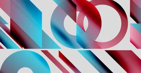 Abstract composition featuring geometric shapes. Circles, rectangles overlap, 스톡 일러스트
