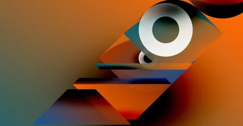 Abstract composition featuring geometric shapes, warm colors, plus cool tones. Stock Illustration