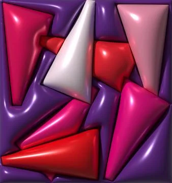 Abstract composition featuring glossy, three-dimensional triangular shapes .. Foto stock