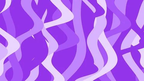 Abstract composition featuring intertwined purple and lavender wavy ribbons f Stock Illustration