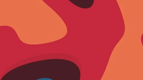Abstract composition featuring large flowing shapes in orange and red tones w 库存插图