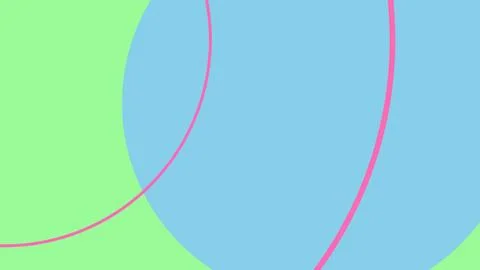 Abstract composition featuring large green and blue circular shapes with pink 库存插图