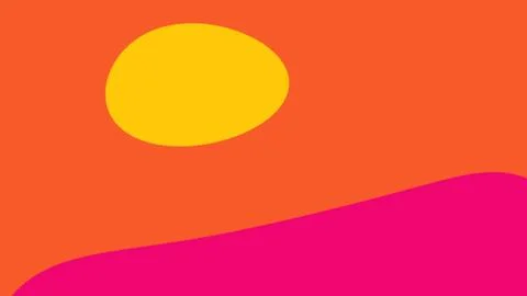 Abstract composition featuring a large yellow oval on orange background with  Illustrazione stock