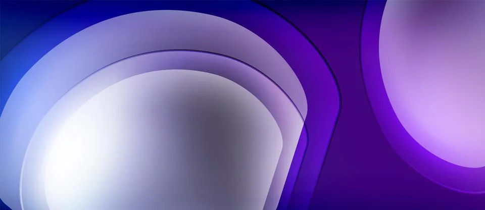 Abstract composition featuring layered circles. Purple, lavender hues create Stock Illustration