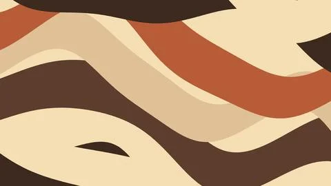 Abstract composition featuring layered flowing shapes in warm beige, tan, bro Illustrazione stock