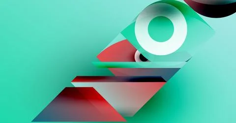 Abstract composition featuring layered geometric shapes. Turquoise background イラスト素材