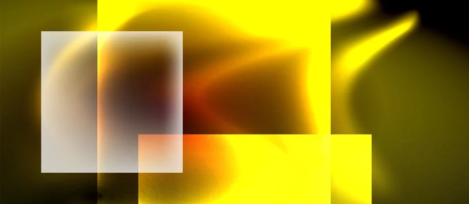 Abstract composition featuring layered rectangles, warm yellow hues, blurred Stockillustratie