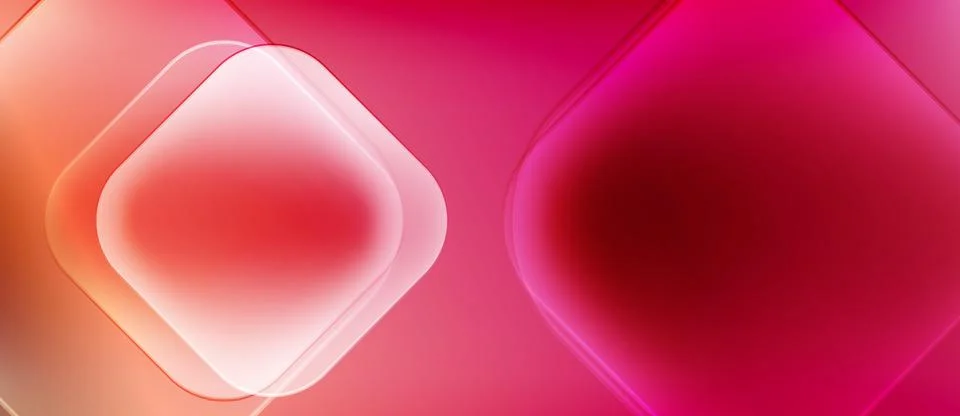 Abstract composition featuring layered squares. Pink, red hues create soft Stock Illustration