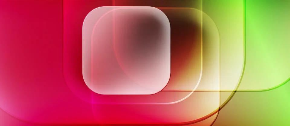 Abstract composition featuring layered translucent squares. Red, green hues イラスト素材